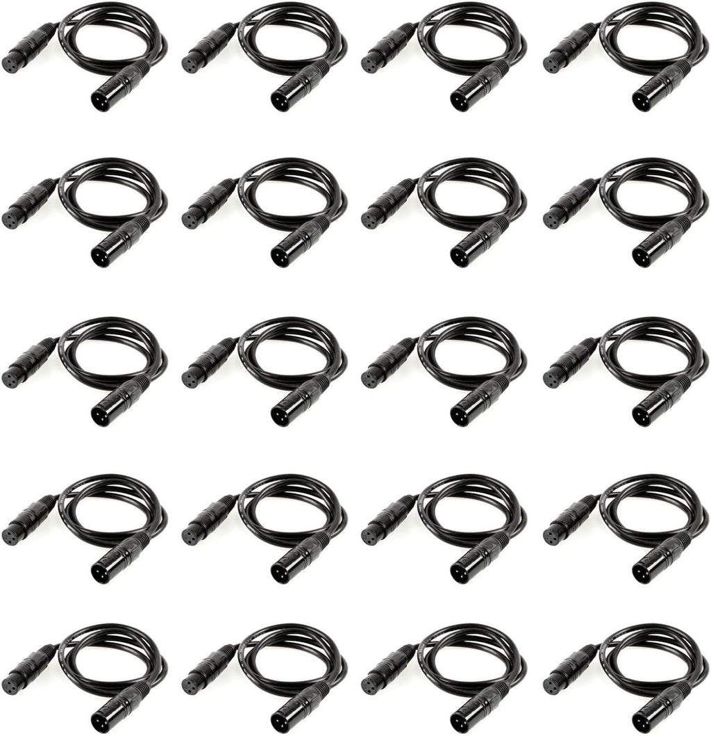 20 Pack 6.5FT 3-Pin DMX Cable Stage Light Wire V1942