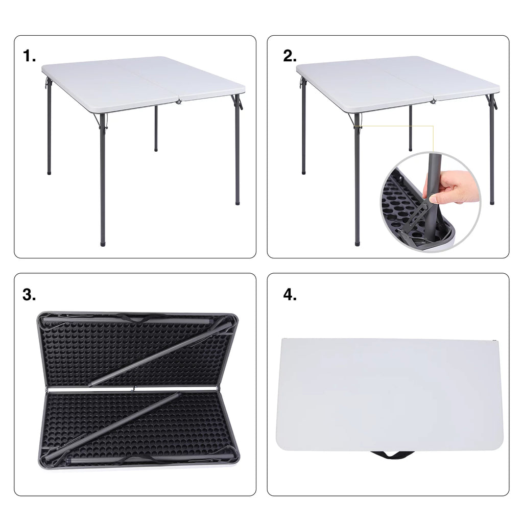 34" White Resin Top Folding Card Table L487