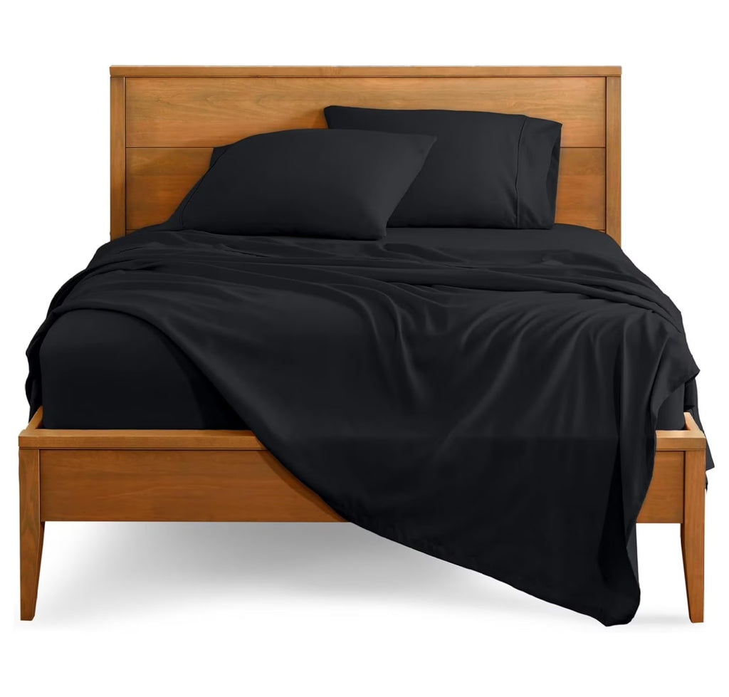 Black 4 Piece Short Queen Microfiber Sheet Set X773689