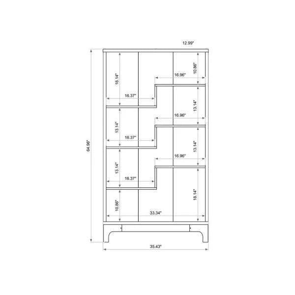 Grey Geometric 4-Shelf Bookcase O7997
