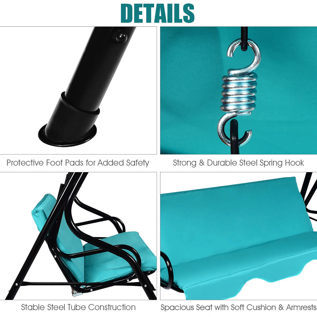 Blue 3 Seats Canopy Swing P6567