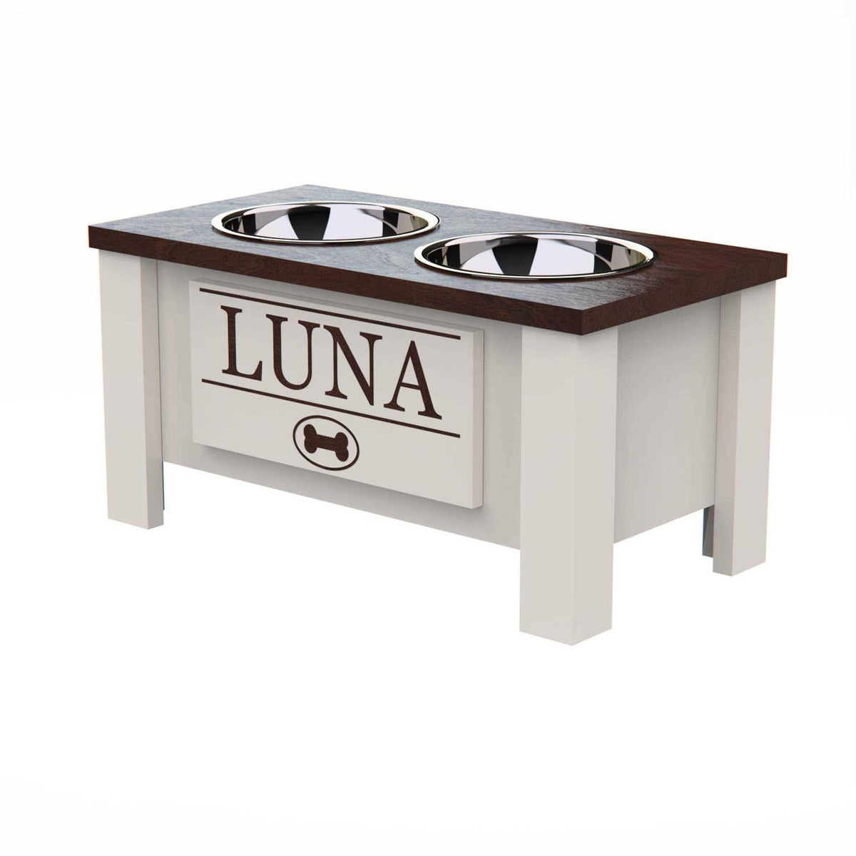 Personalized Elevated Dog Bowl Stand with Internal Storage Y411