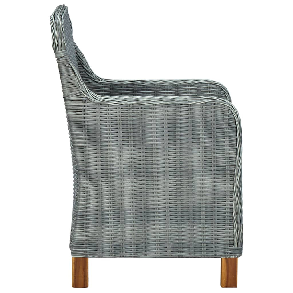 3 Piece Patio Lounge Set with Seat Cushion and Table Light Gray Poly Rattan Steel Frame V6935