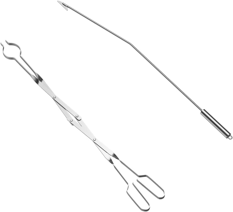 Adjustable Fire Pit Grabber Poker and 26 Log Grabber Fireplace Tongs V2915