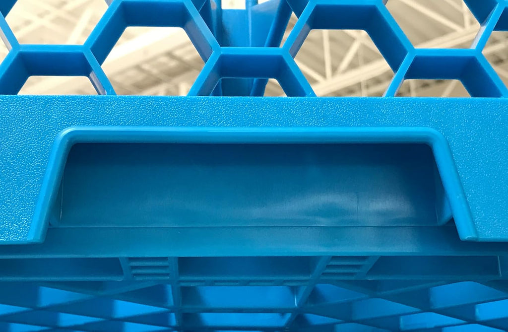 Blue Polypropylene 20-Compartment Glass Rack with 4 Extenders C767894