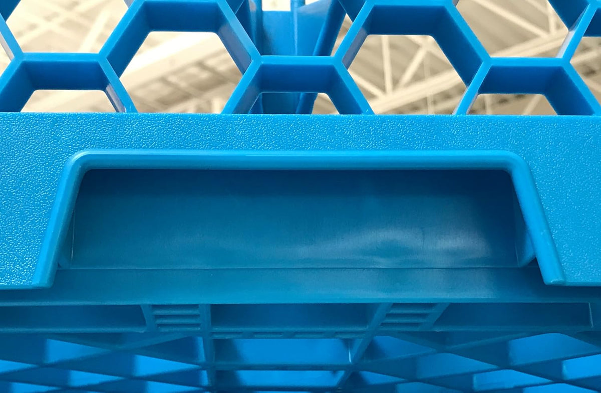 Blue Polypropylene 20-Compartment Glass Rack with 4 Extenders C767894