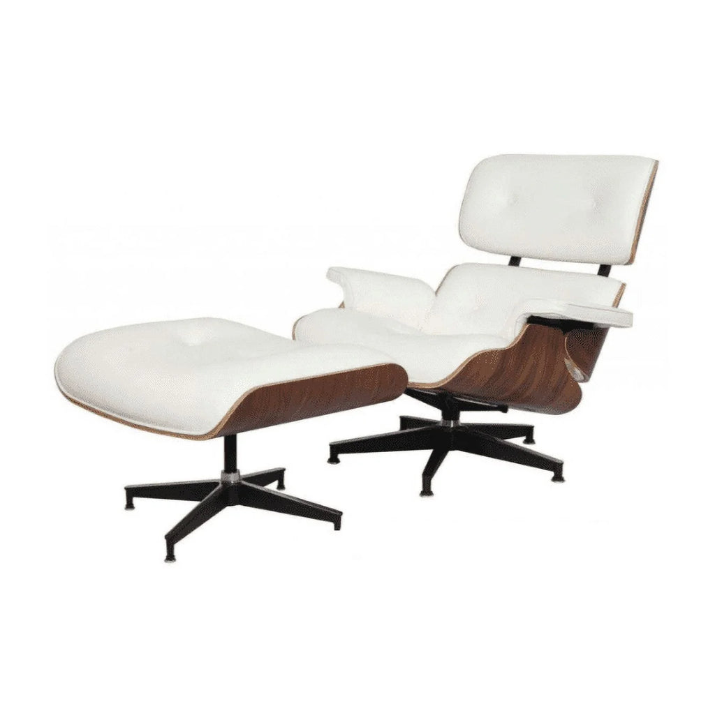 Rice White Walnut Lounge Chair & Ottoman H183129