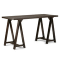 Solid Wood 56 inch Wide Writing Desk Dark Chestnut Brown S619