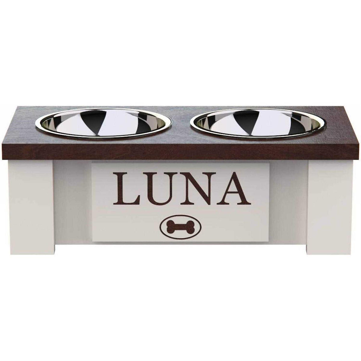 Personalized Elevated Dog Bowl Stand with Internal Storage Y411