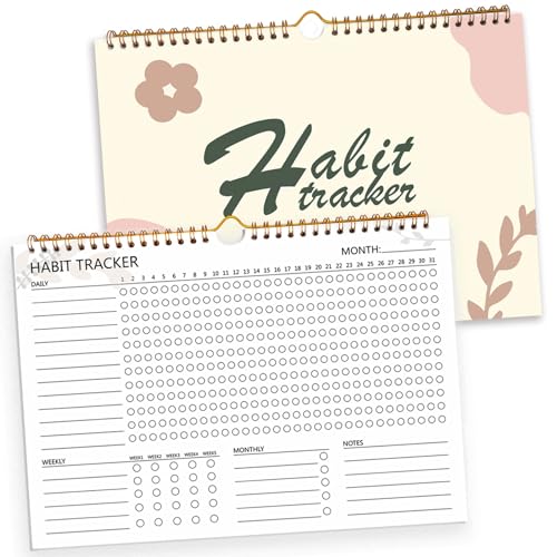 12 Months Undated Daily Goal and Habit Tracker Journal Planner with Spiral Binding, 11.7"x8.5" M34832