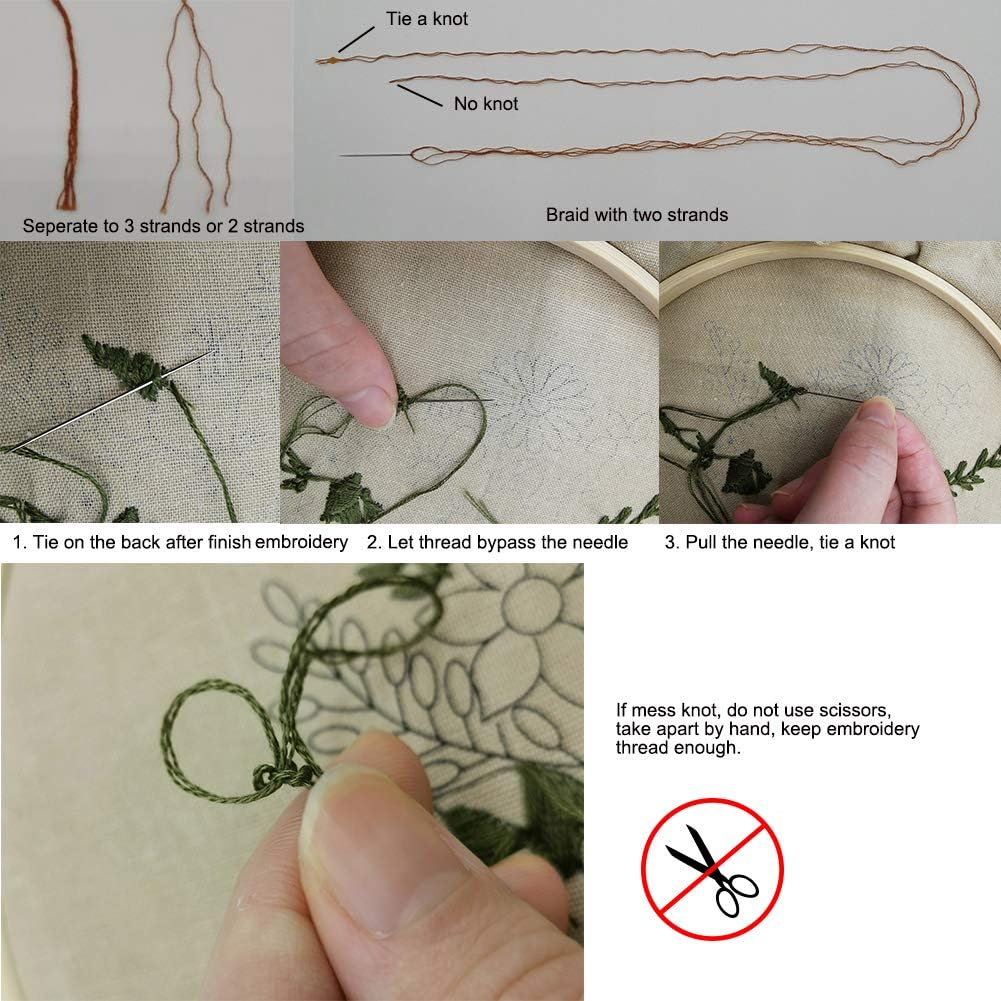 Embroidery Starter Kit with Pattern, Instruction Book, Thread, Needle, 1 Hoop U637