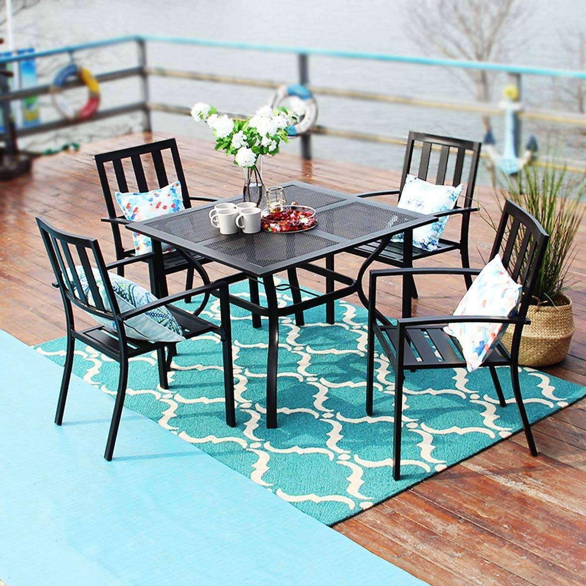 5pc Metal Indoor/Outdoor Dining Table with Arm Chairs R599