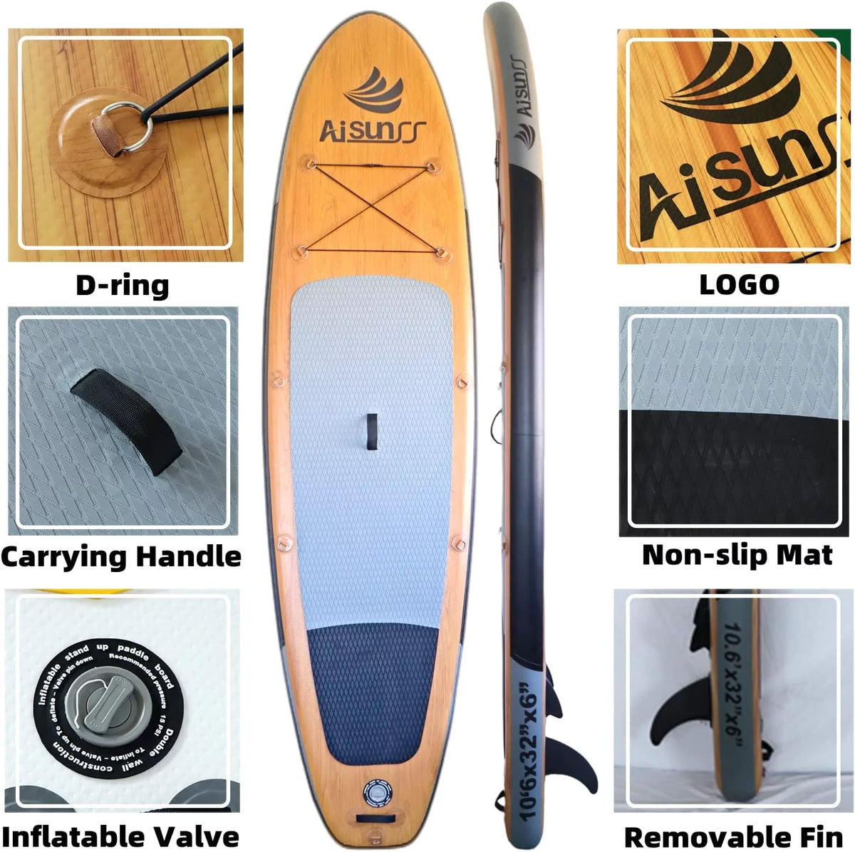 10.6Ft Inflatable Stand up Paddle Board with All Accessories A383