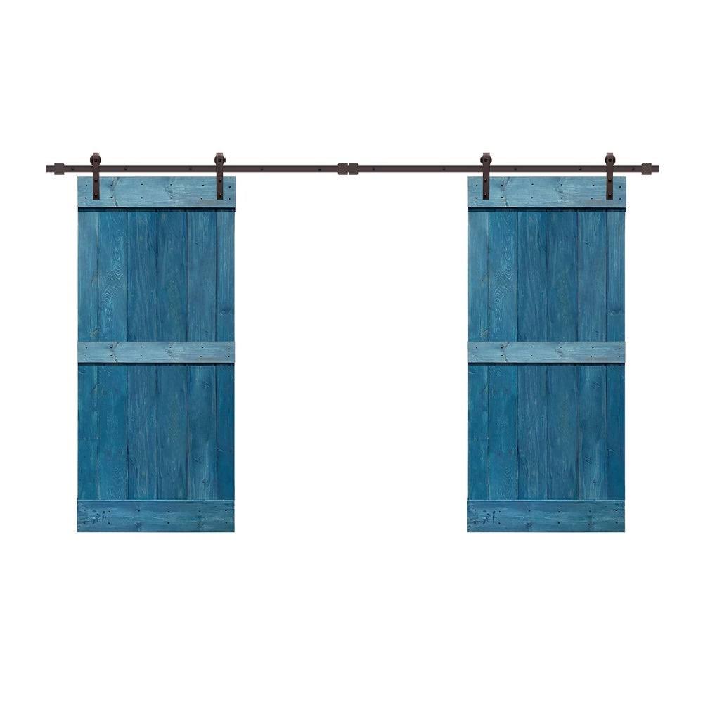 Walnut 48 x 84 Double Barn Door with Hardware Kit L560