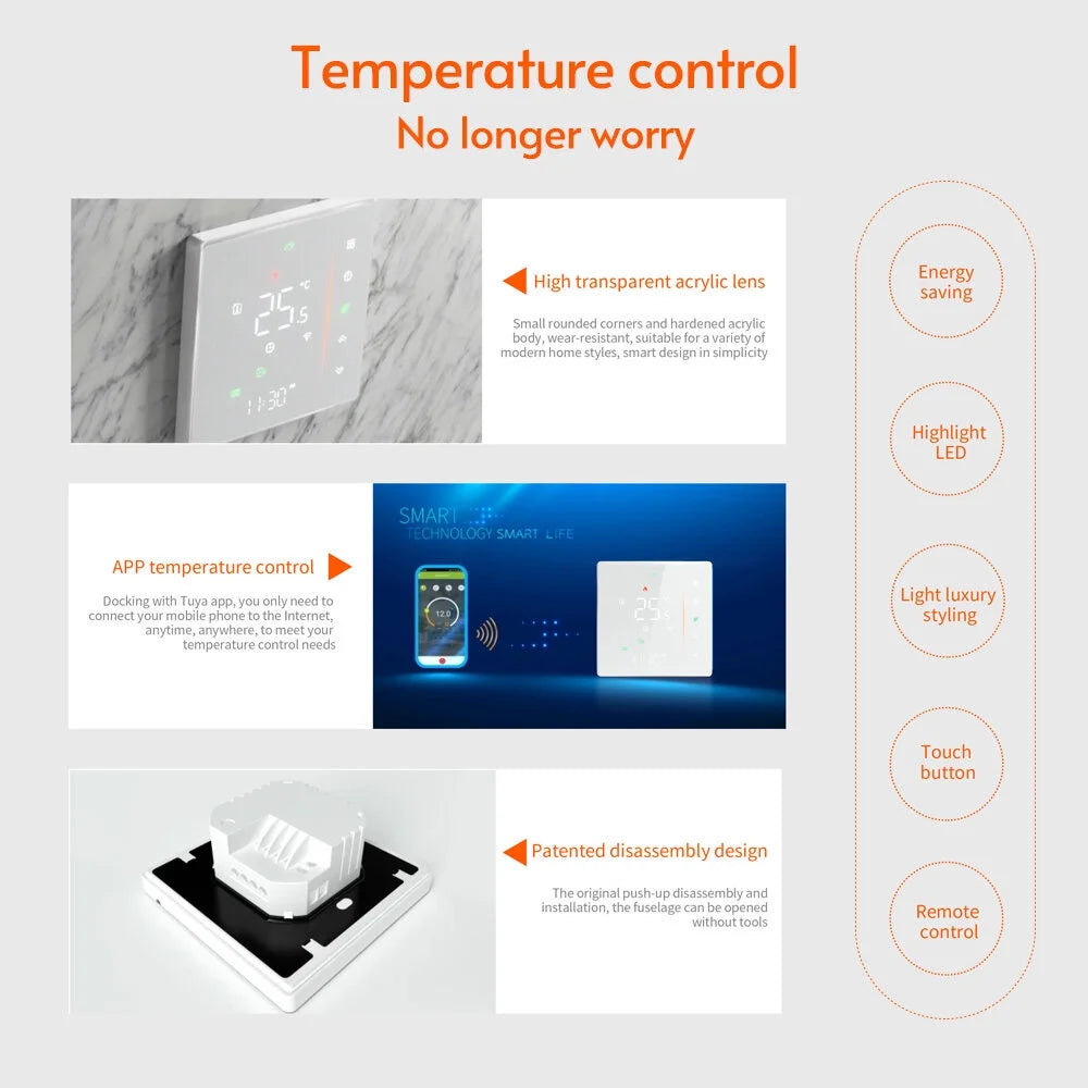 WiFi Smart Thermostat for Water/Gas Boiler 5A White H249184
