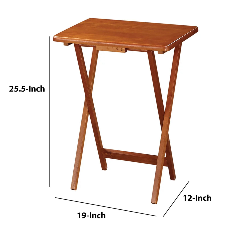 Set of 4 Oak Finish Solid Wood TV Tray Tables L65797