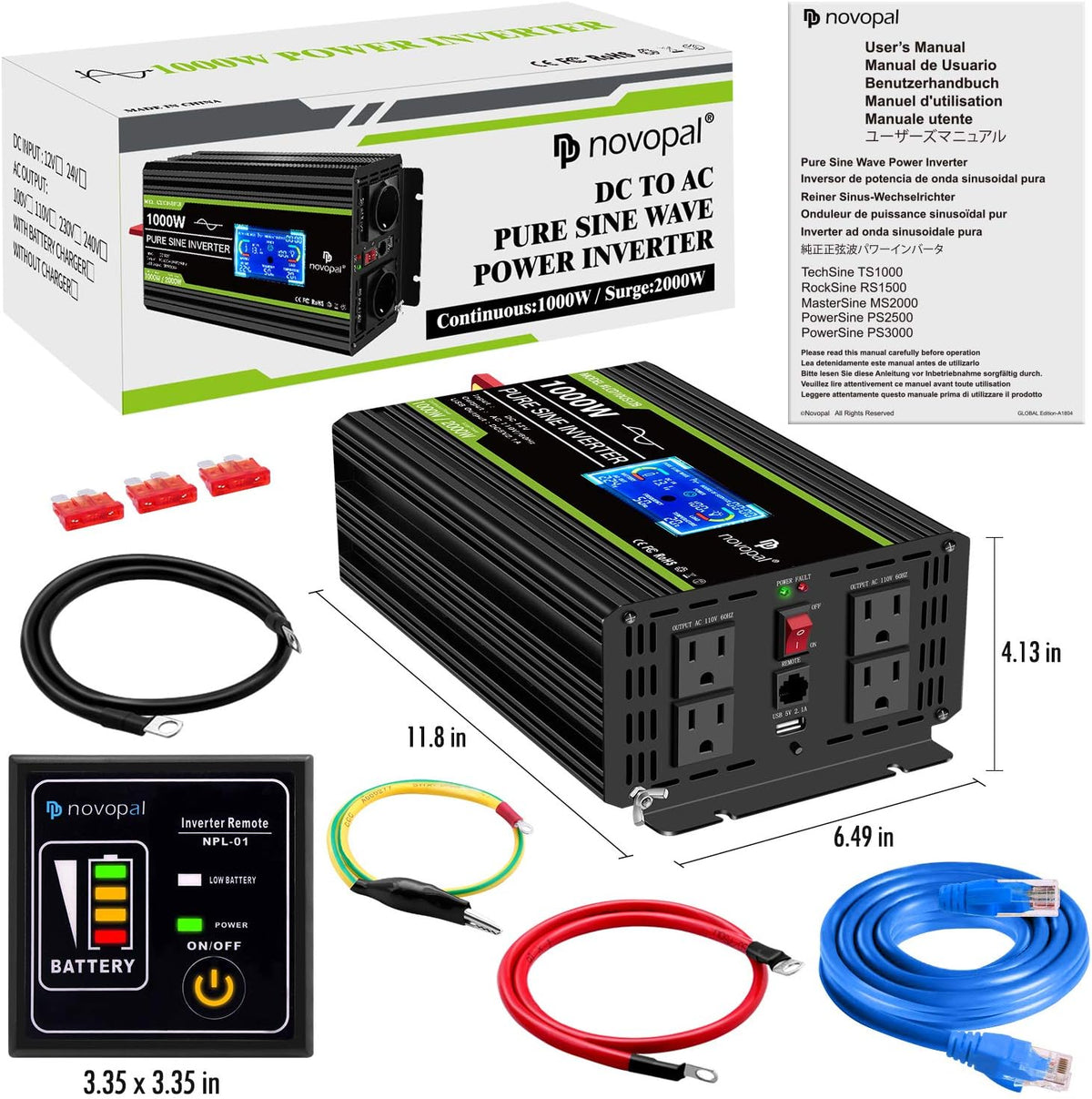1000 Watt Pure Sine Wave Power Inverter W362488