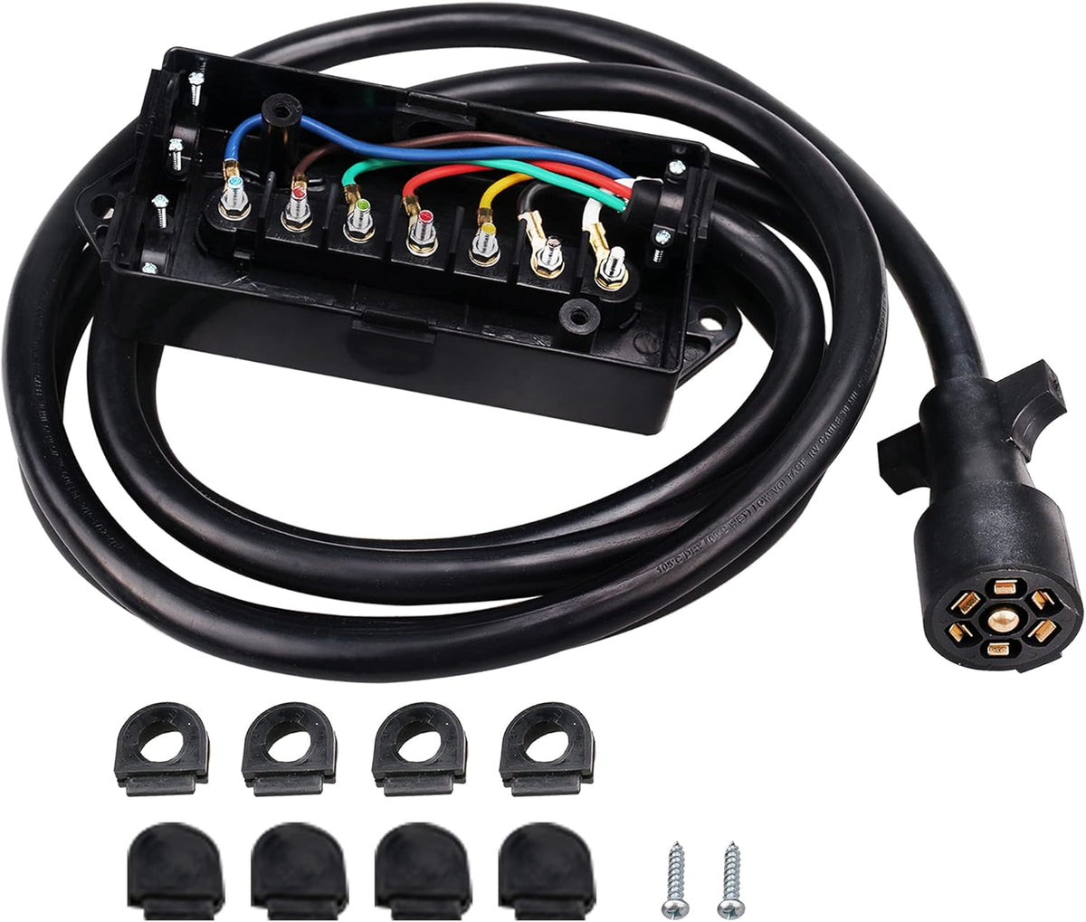 11ft 7-Pin Trailer Connector Wiring Harness with Junction Box E6823