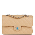 Beige Caviar Classic Flap Bag I2961