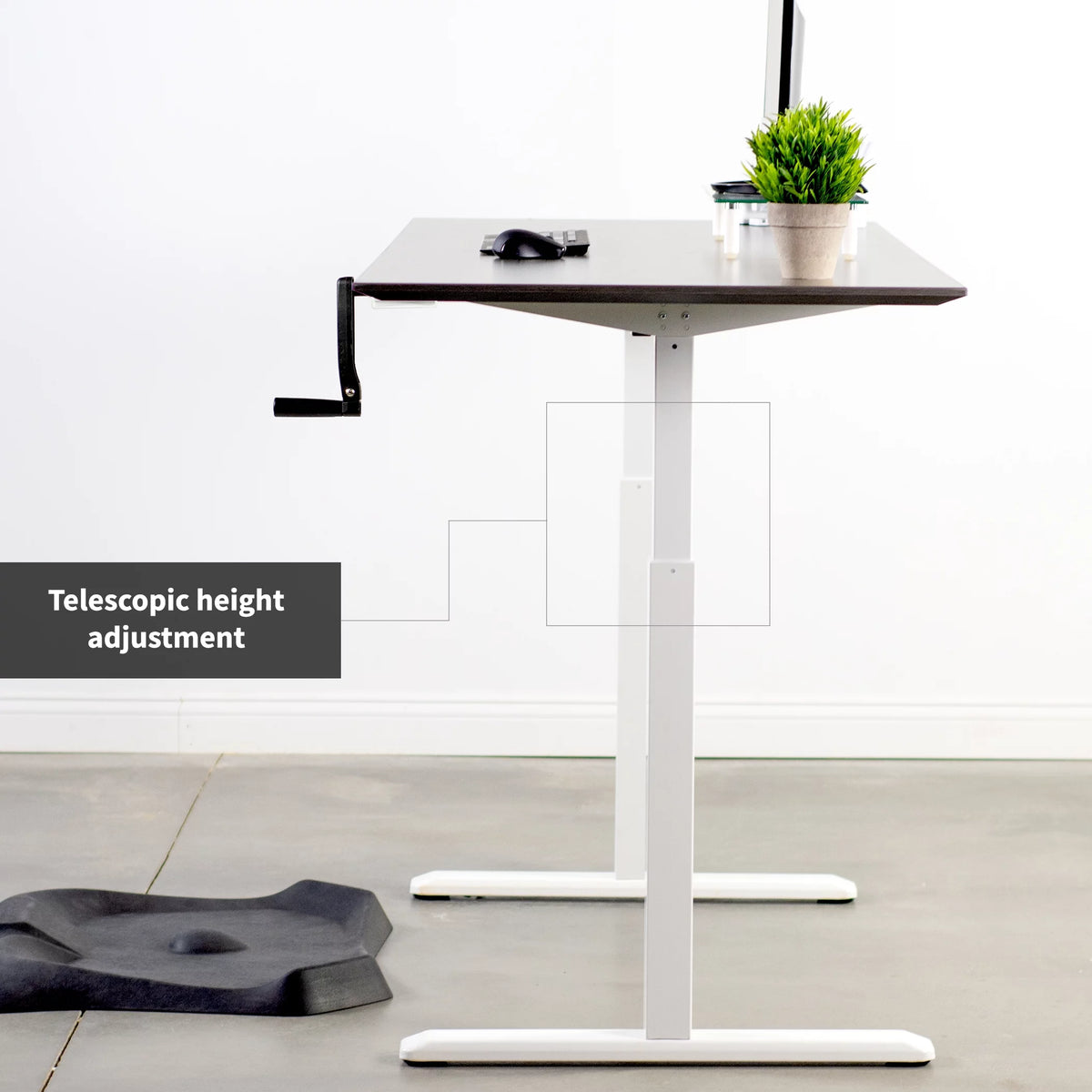 White Manual Height Adjustable Stand Up Desk Frame A359128
