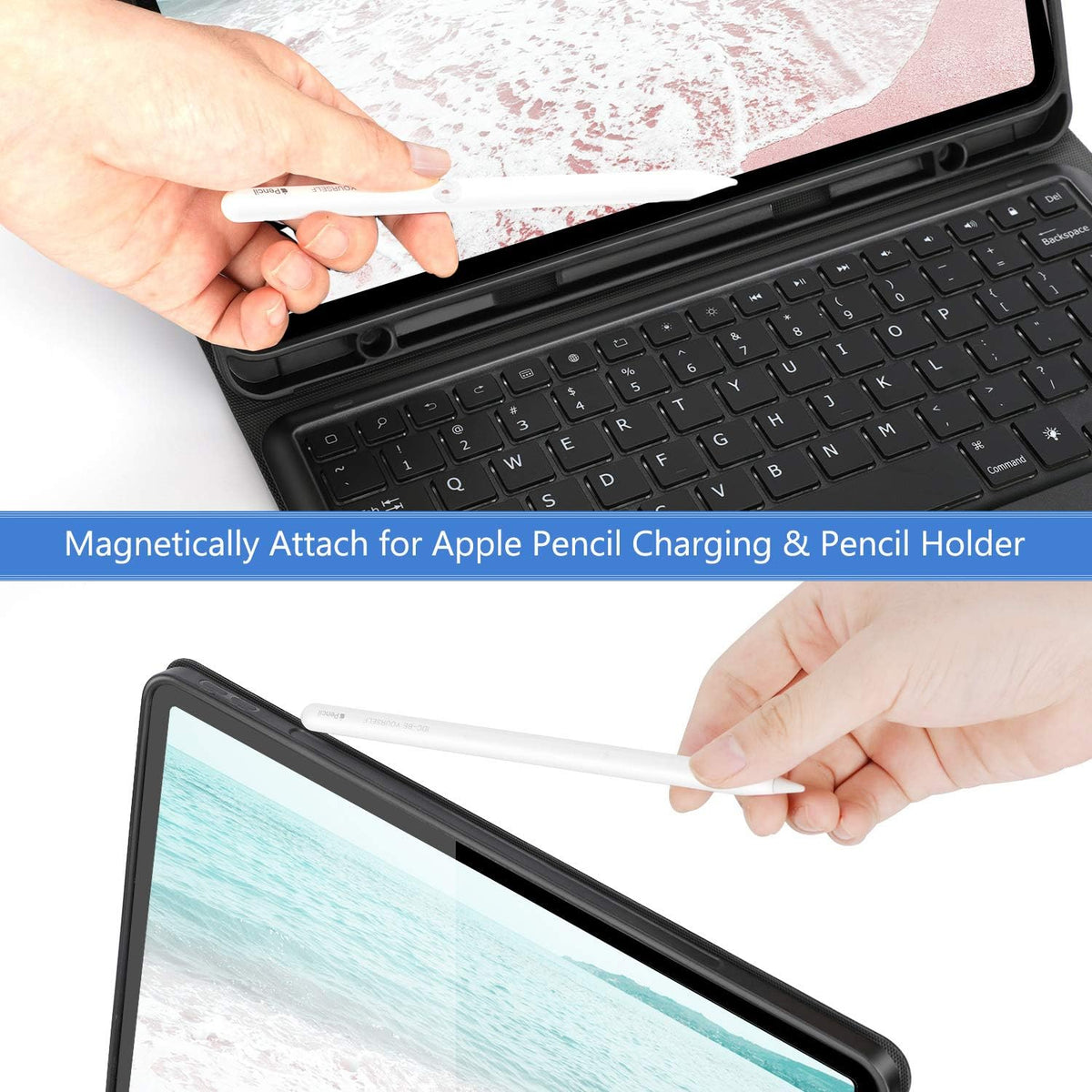 Backlit Bluetooth Detachable Keyboard Case with Touchpad for iPad Pro 12.9 Black G9463