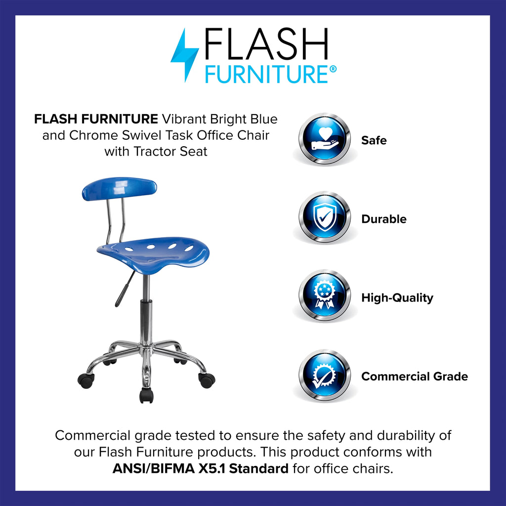 Bright Blue and Chrome Swivel Task Office Chair X98395