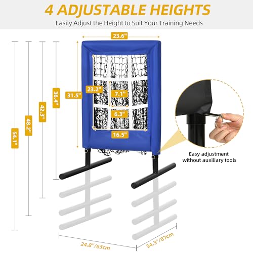 Heavy Duty 9 Hole Baseball Softball Pitching Net with Carry Bag W628770