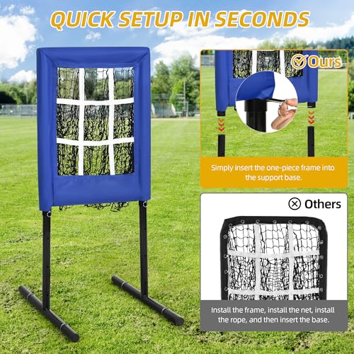 Heavy Duty 9 Hole Baseball Softball Pitching Net with Carry Bag W628770