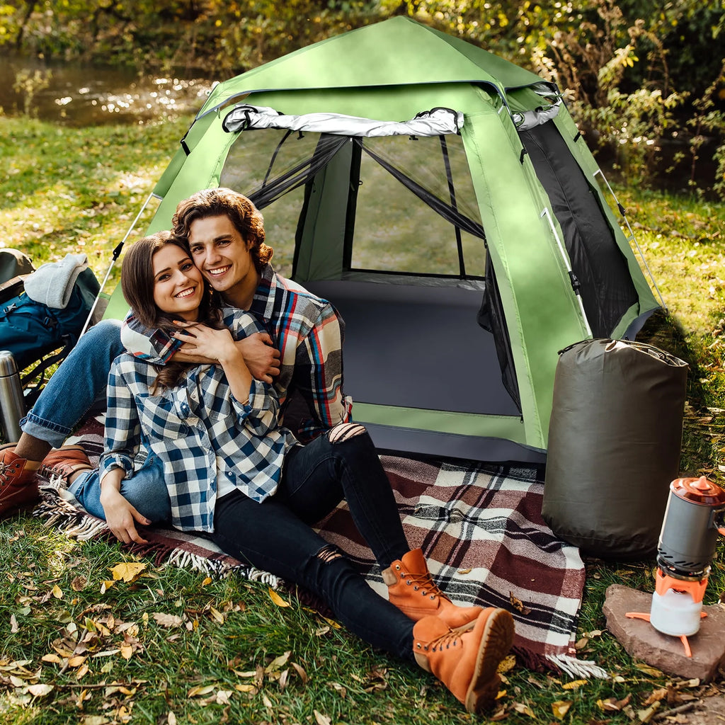 Green Quick Open Camping Tent for 4 Person E935