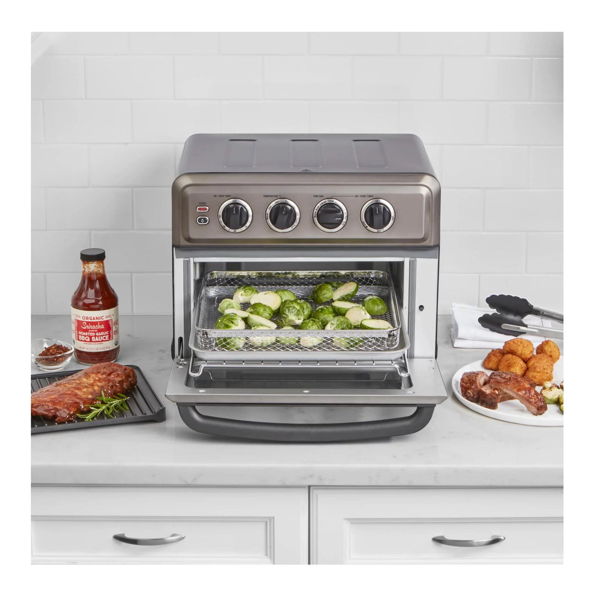 Black AirFryer Oven with Grill and Spatula and Tongs Set B81625