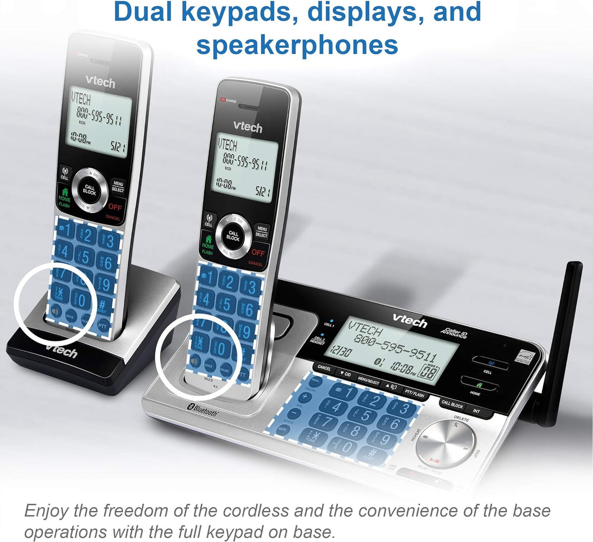 5 Handset Cordless Phone with Answering System, Silver & Black L909