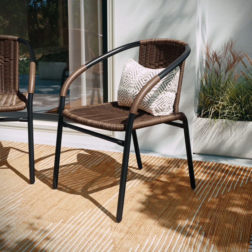 2 Pack Black Rattan Stack Chair M765500