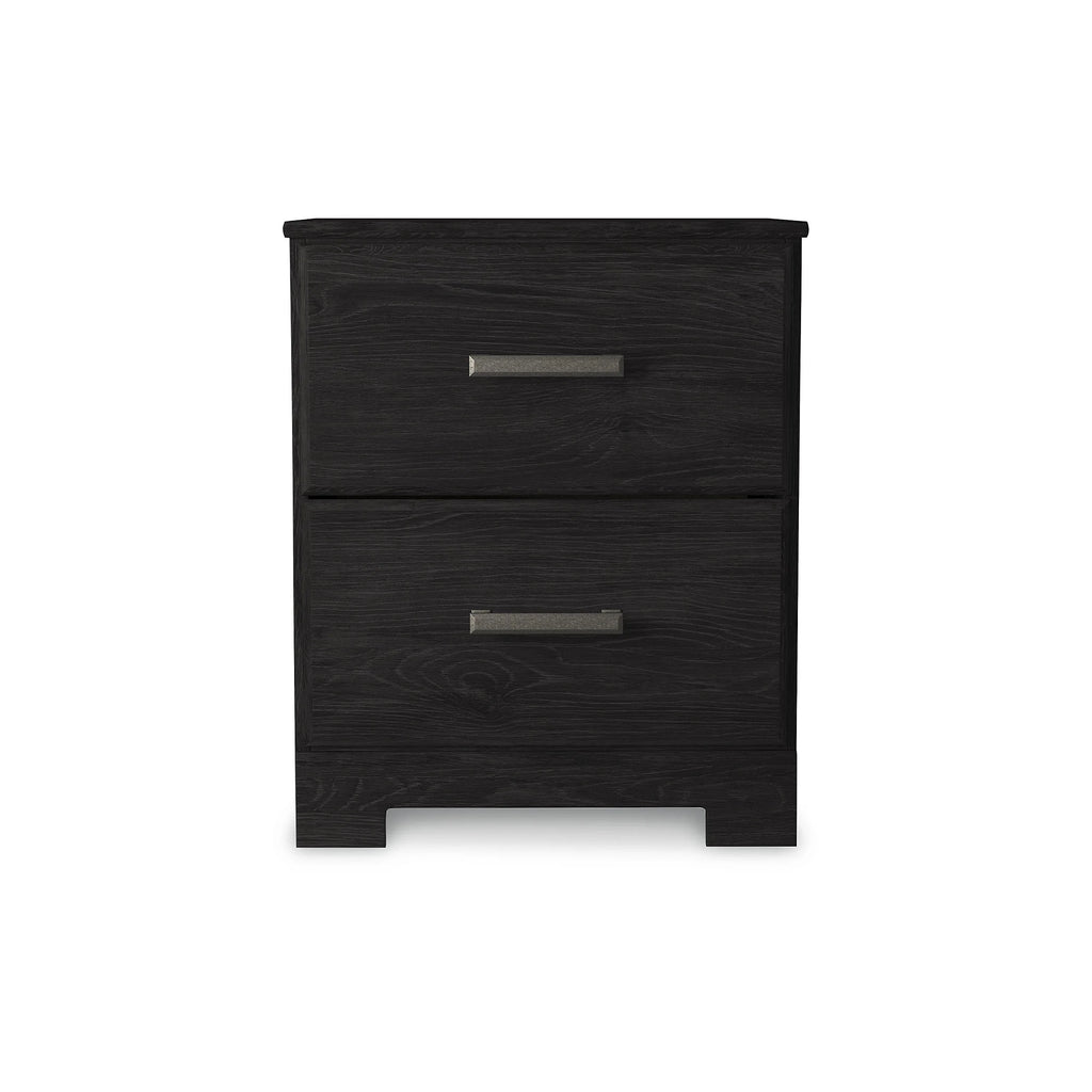 Black 2 Drawer Nightstand H3445