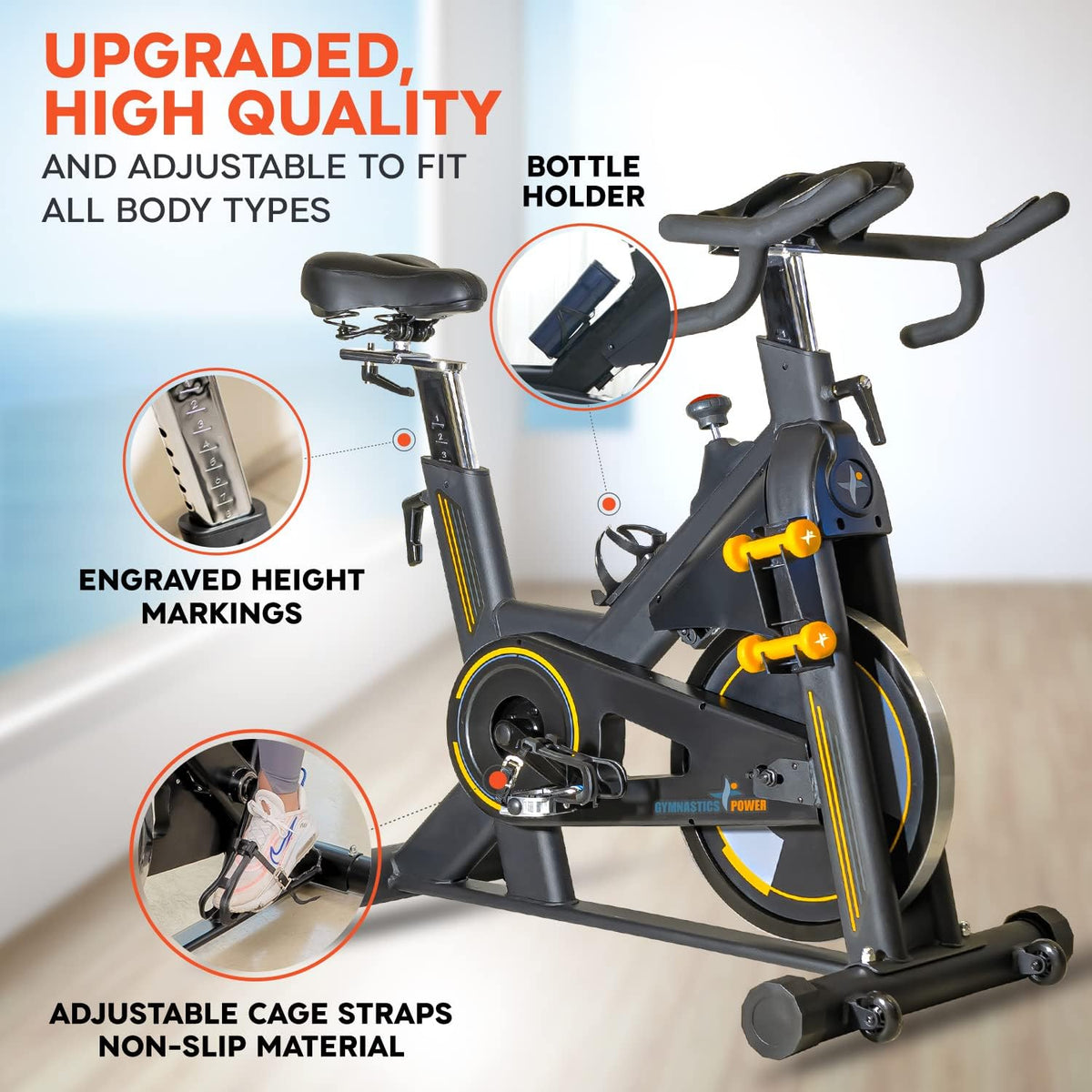 Heavy-Duty 115 LB Magnetic Resistance Exercise Bike with 2X1 lb Dumbbells K326594