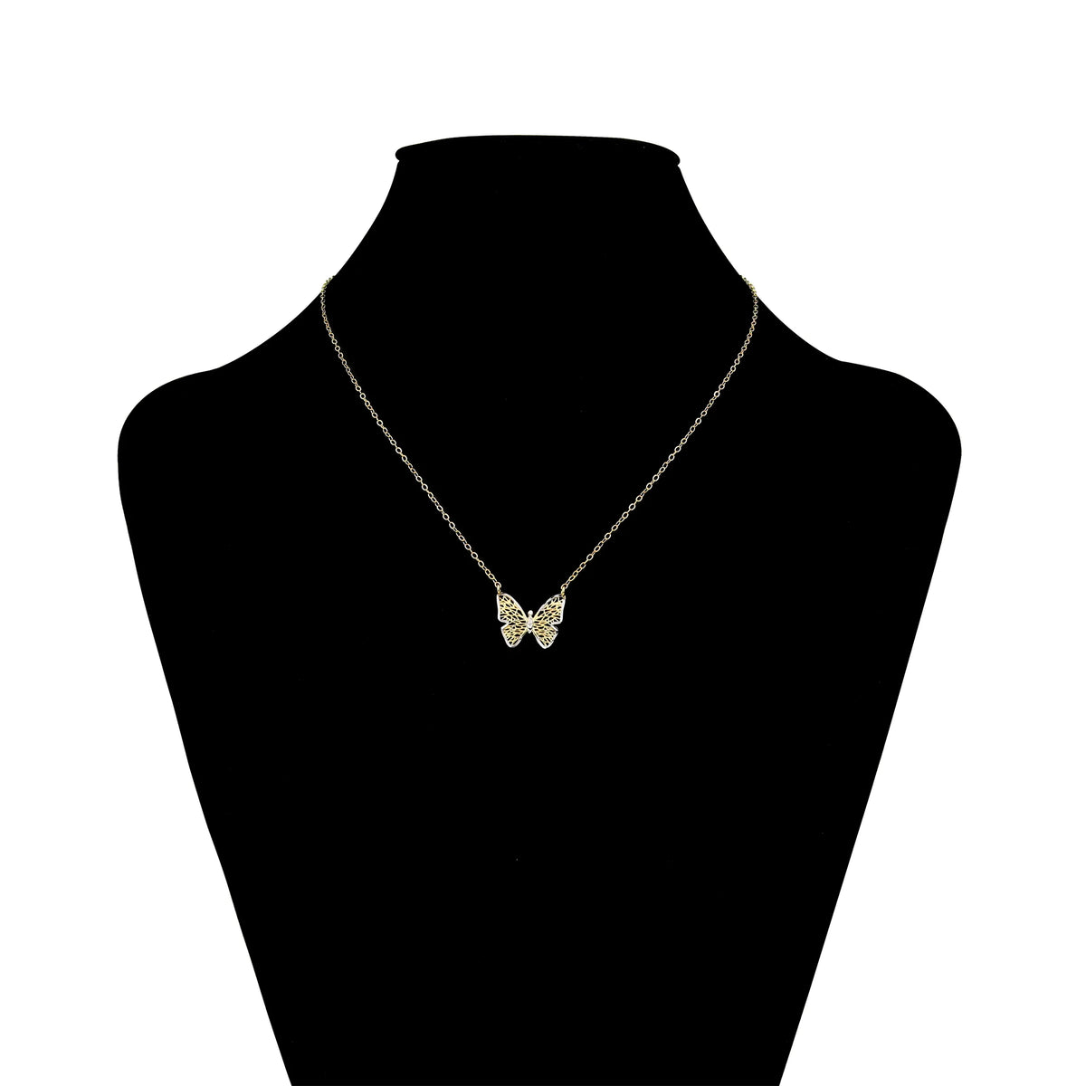 10KT Two-Tone Gold Butterfly Necklace with 18" Chain A8874