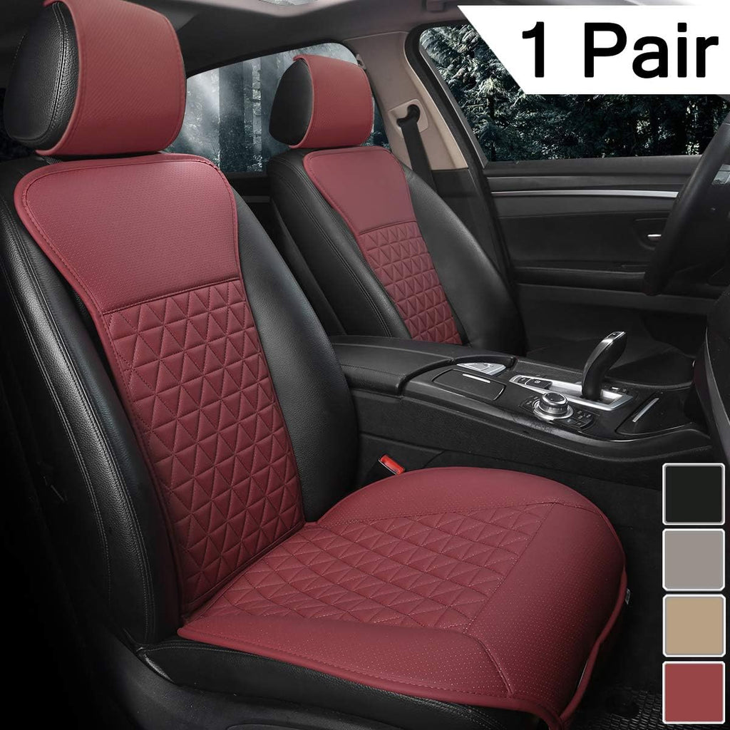 Black Panther 1 Pair Luxury PU Car Seat Covers Protectors for Front Seats, Triangle Pattern H8764