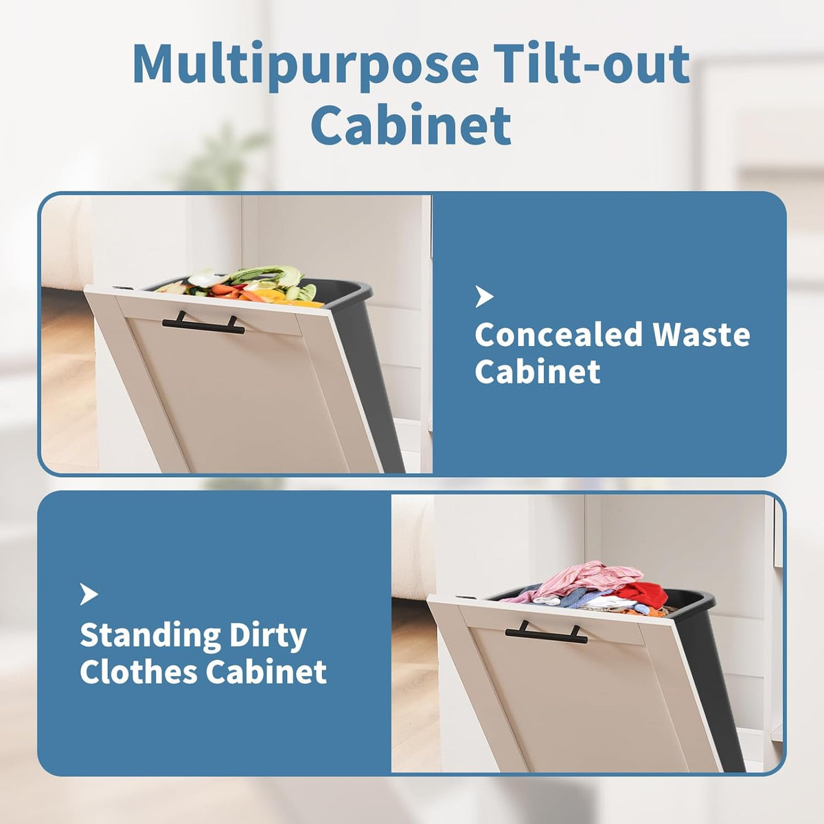 10 Gallon Tilt Out Trash Cabinet with 1 Drawer and 2 Open Storage Shelf M498