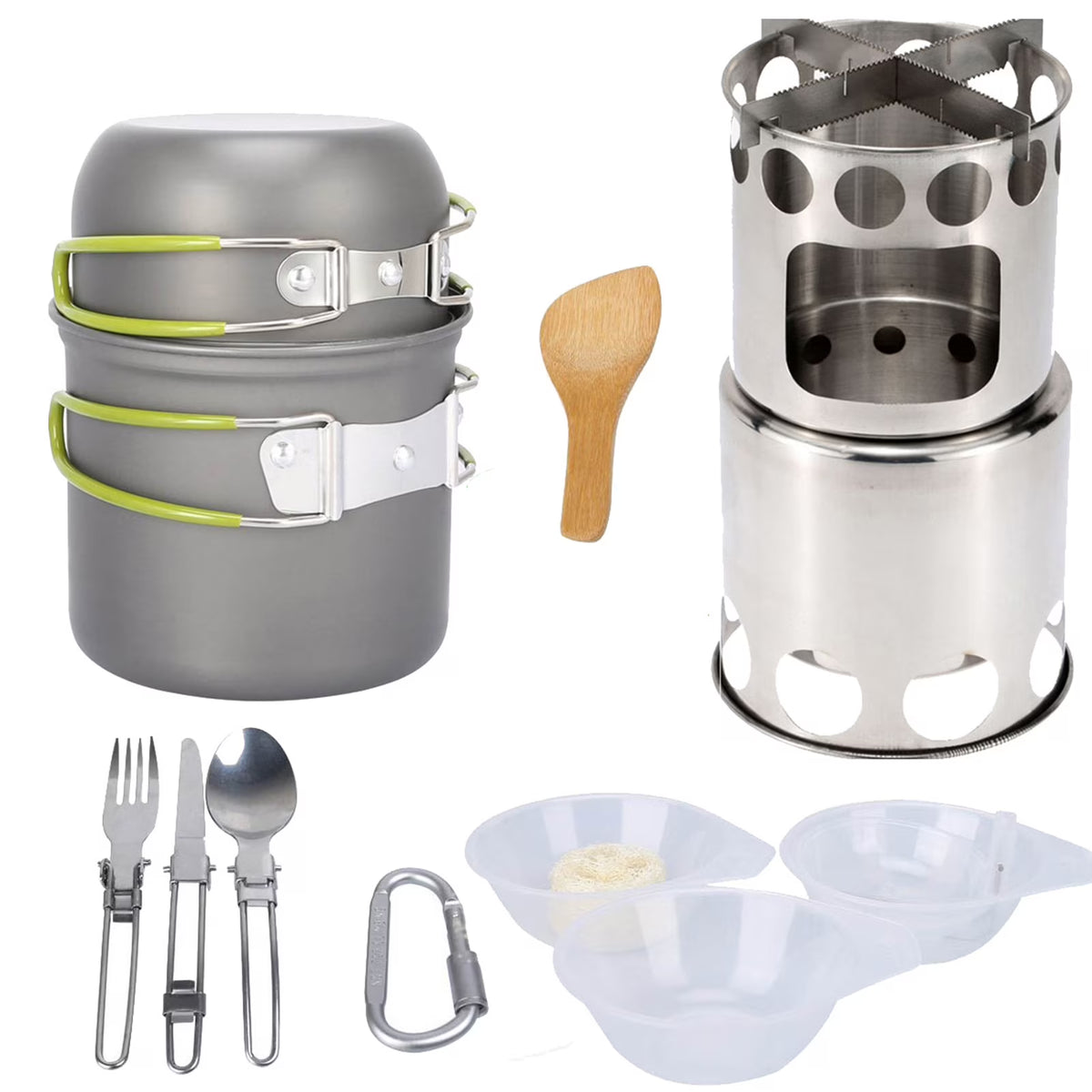 Portable Camping Cookware Set with Non-stick Aluminum Camping Stove A6036