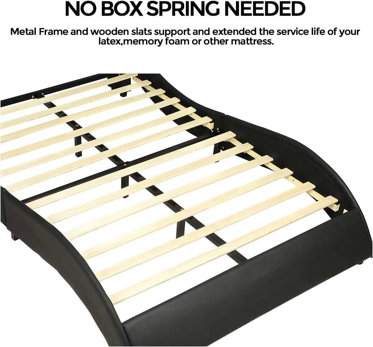 Queen LED Bed Frame with Faux PU Leather Headboard E892