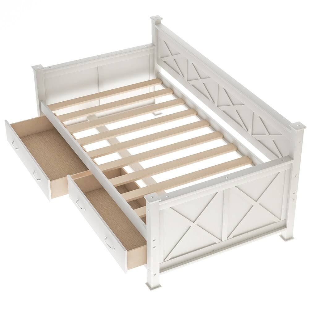 White Twin Size Daybed with 2 Drawers B25052