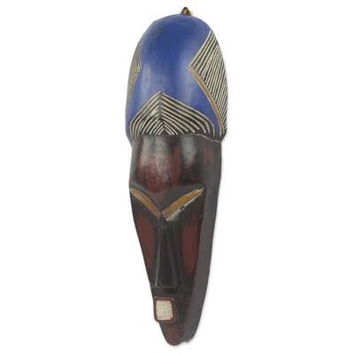 Hand Carved Colorful Wood Mask Wall Decor T14940