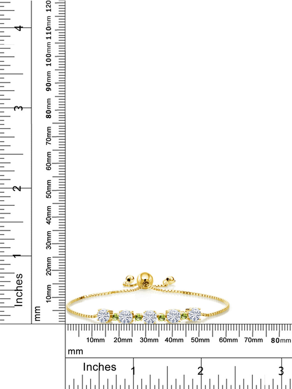 18K Yellow Gold Plated Silver Green Peridot Bracelet with Moissanite (2.78 Cttw) S296797