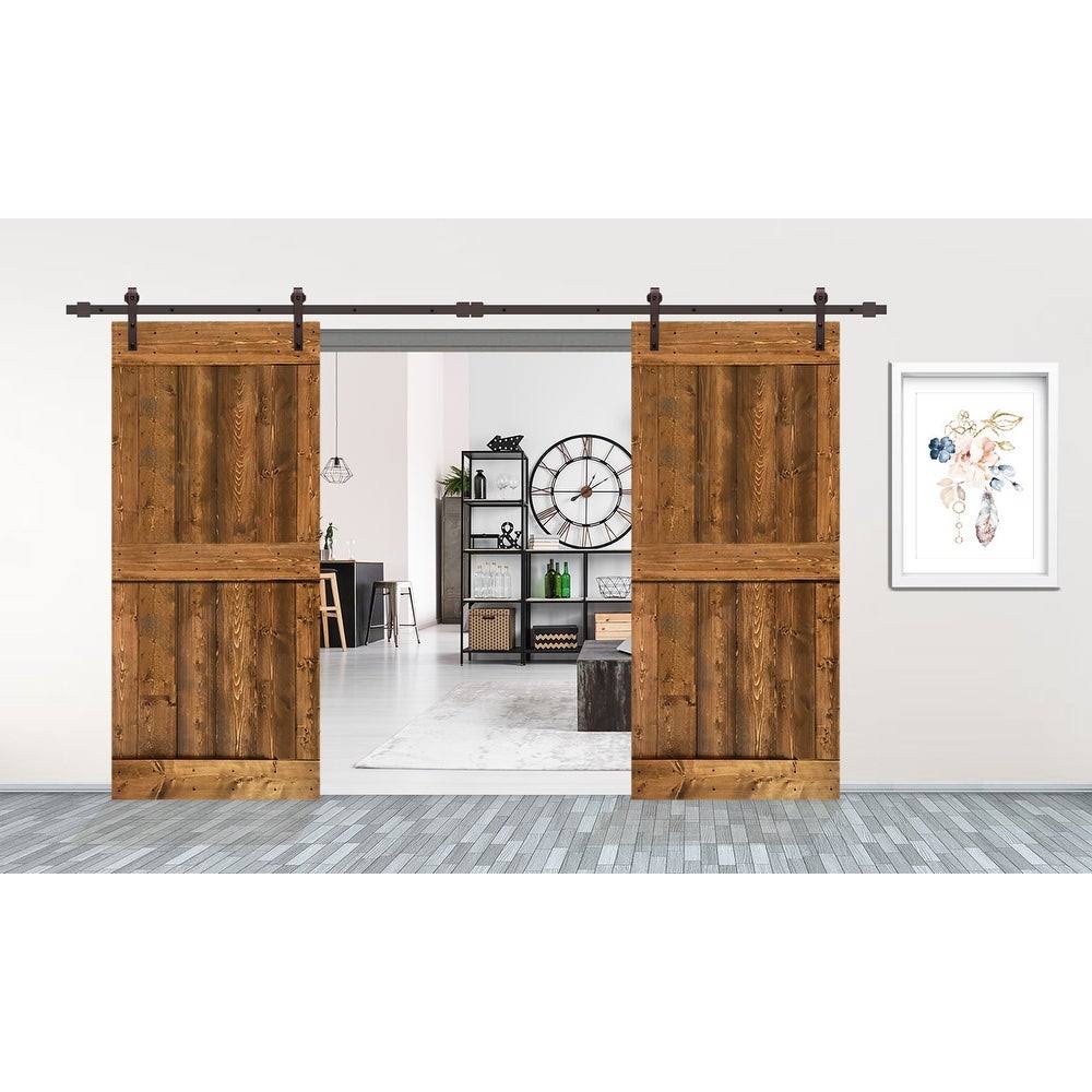 Walnut 48 x 84 Double Barn Door with Hardware Kit L560