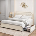 Queen Size 4 Drawer Black PU Leather Platform Bed P694430