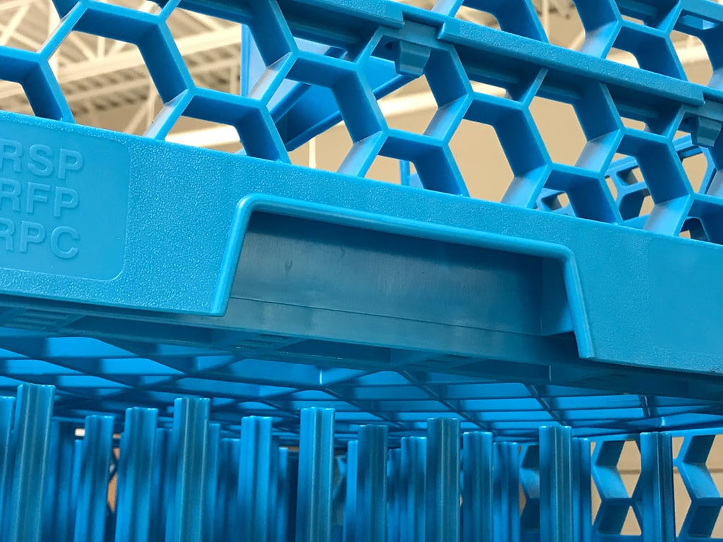 Blue Polypropylene 20-Compartment Glass Rack with 4 Extenders C767894