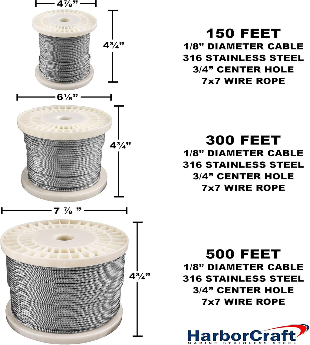 1/8 316 Stainless Steel Wire Rope Aircraft Cable 7x7 H792