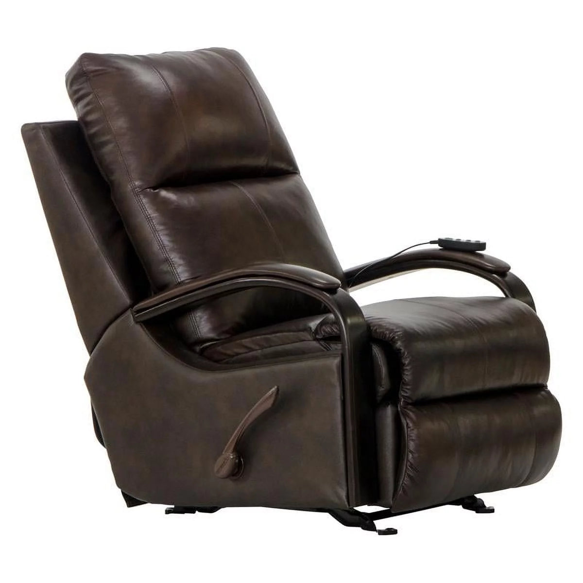 Brown Top Grain Italian Leather Glider Recliner with Heat & Massage Z4840