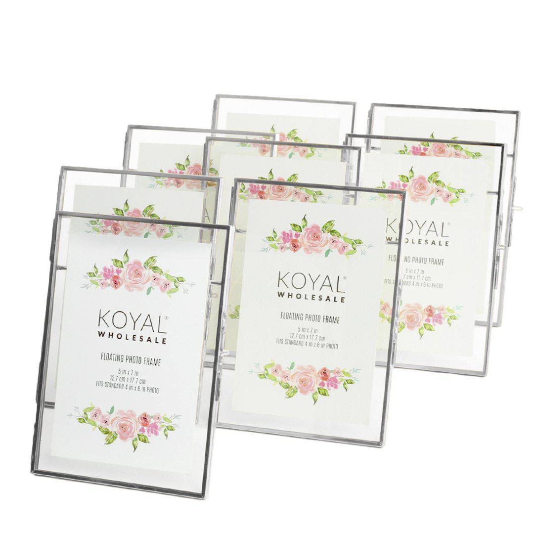 Pressed Glass Floating Photo Frames 8-Pack with Stands H9268