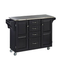 Black Kitchen Cart with Stainless Steel Top M80101