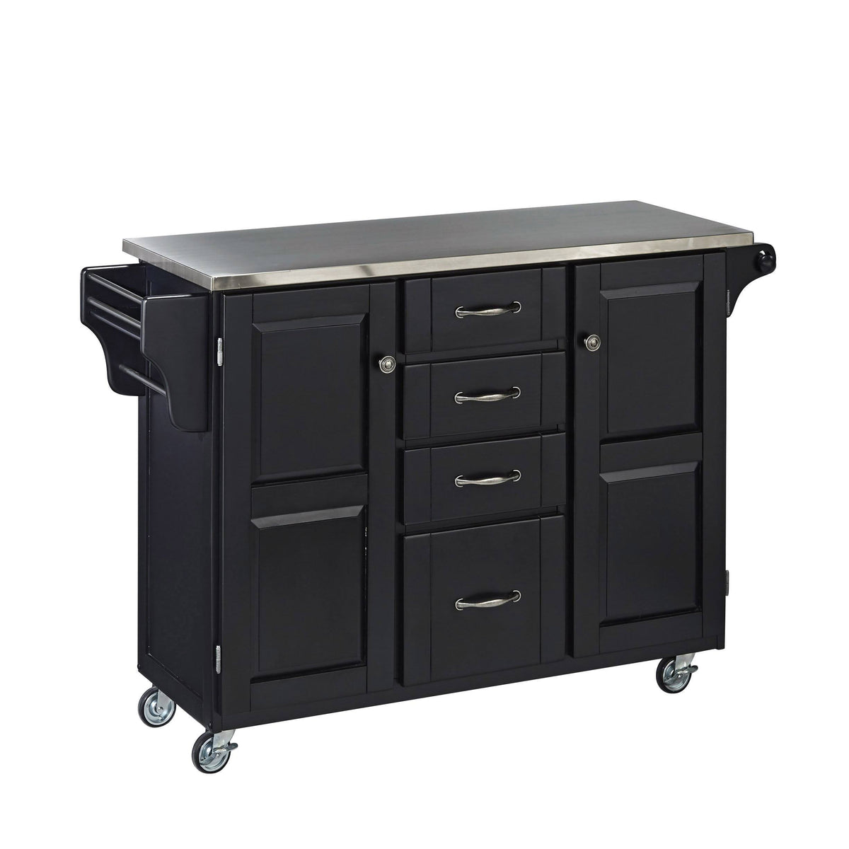 Black Kitchen Cart with Stainless Steel Top M80101